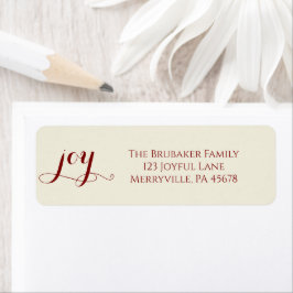 Elegant Red Joy Christmas Return Address Returadress Etikett