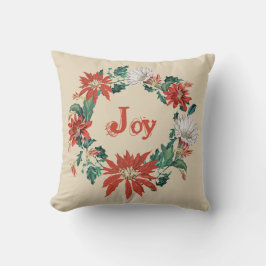 Elegant Red Joy jul Blommigt Utandning på Beige Kudde