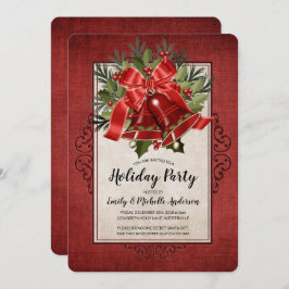 Elegant Red jul Klockor Julfest Inbjudningar