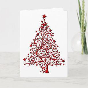 Elegant Red Julgran Kort