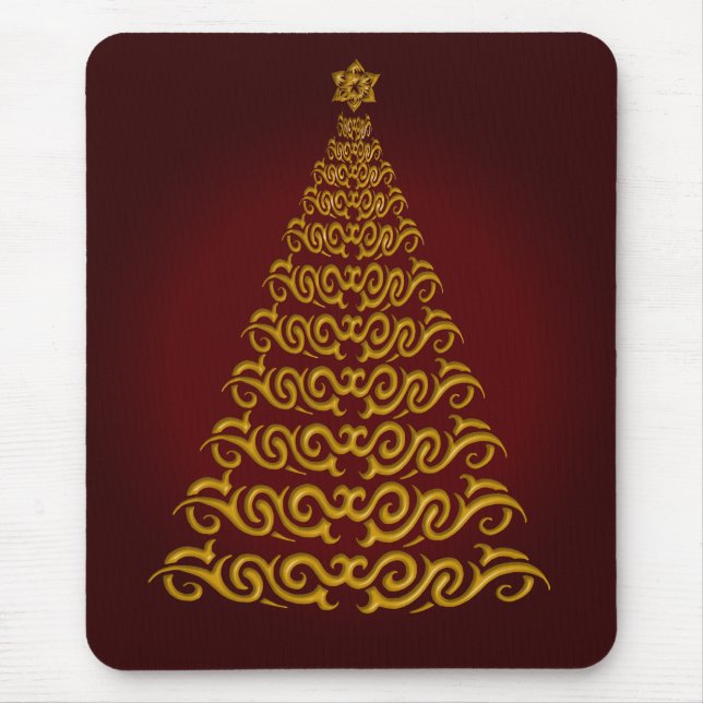 Elegant Red Julgran Mouse Pad Musmatta (Framsidan)