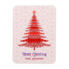 Elegant Red Julgran Personlig Snowflake Magnet