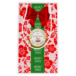 Elegant Red Lace-Look Editable Christmas Gift Bag 
