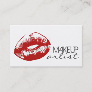 Elegant Red Läppar Makeup Artist Cosmetolog Visitkort