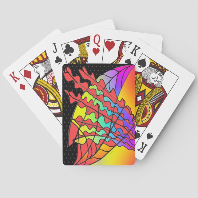 ELEGANT RED LÖV FRONDS CASINOKORT (Baksidan)
