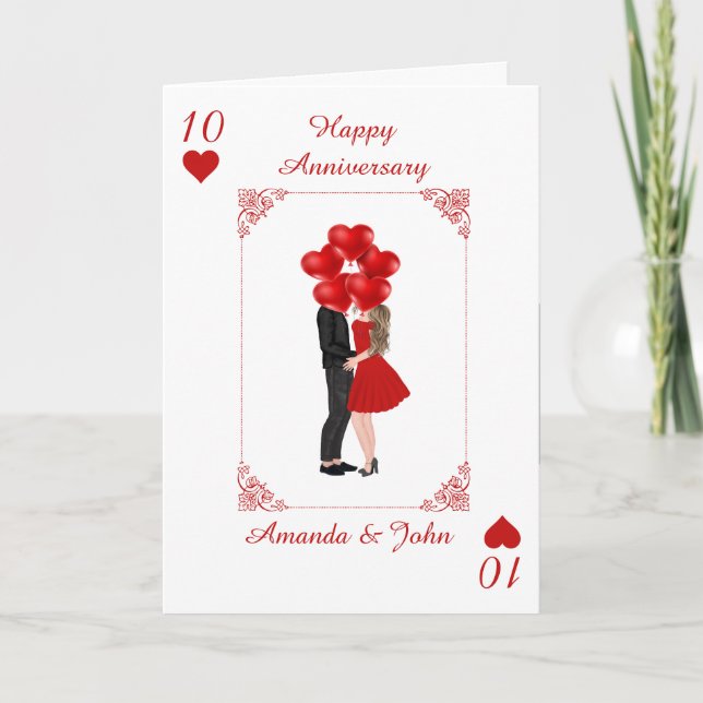 Elegant Red Lycklig-årsjubileum Personlig Card Kort (Framsida)