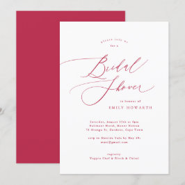 Elegant Red Magenta Calligraphy Möhippa Inbjudningar