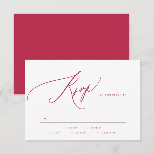 Elegant Red Magenta Sommaren Bröllop OSA Kort (Fram/baksida)