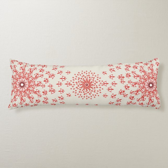 Elegant Red Mandala Geometric Bedroom & Home Texti Kroppskudde (Framsidan)