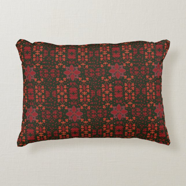 Elegant Red Mandala Geometric Bedroom & Home Texti Prydnadskudde (Framsidan)