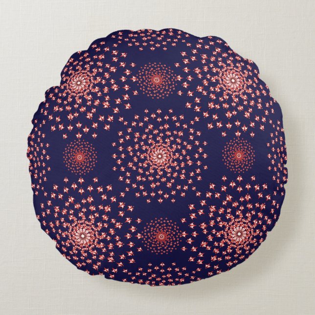 Elegant Red Mandala Geometric Bedroom & Home Texti Rund Kudde (Framsidan)