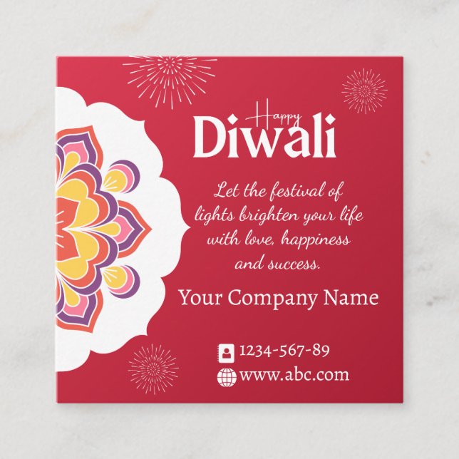 Elegant Red Mandala Happy Diwali Customizable card Lojalitetskort (Framsida)