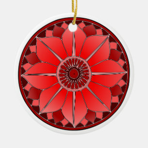Elegant Red Mandala Julgransprydnad Keramik