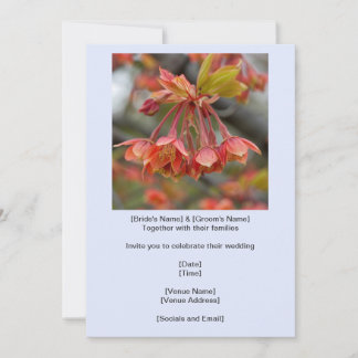 Elegant Red Maple Träd-blomningskluster Bröllop Inbjudningar