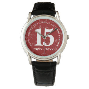 Elegant Red Marble 15 Years Work Årsdag Armbandsur