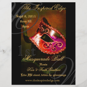 Elegant Red Masquerad Boll Party, händelseflygare Reklamblad
