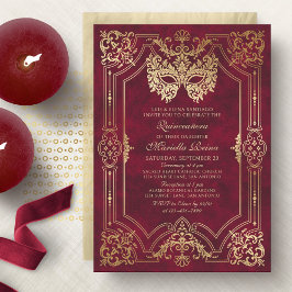 Elegant Red Masqueramasken Quinceanera Inbjudningar