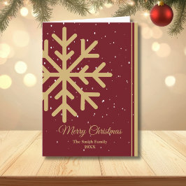 Elegant Red Merry Christmas Snowflake Folded Helgkort