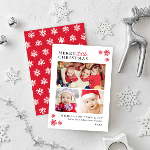 Elegant Red Merry Little jul Photo Collage Julkort