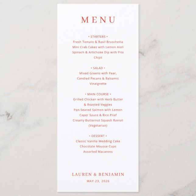 Elegant Red Minimalist Menu Meny (Framsida)
