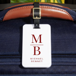Elegant Red Monogram Bagagebricka