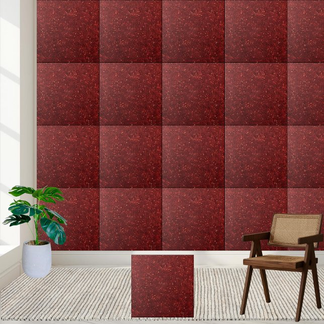 Elegant Red Mörk Sparkling Glitter Kakelplatta (Elegant Bold Dark Red Sparkling Glitter Ceramic Tile)