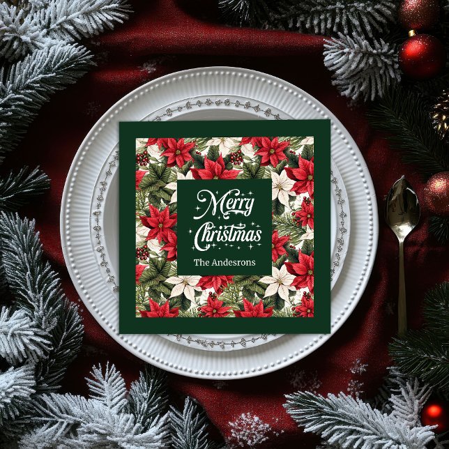 Elegant Red Napkins Personlig jul Utandning Pappersservett (Elegant Red Napkins Personalized Christmas Wreath)