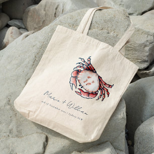 Elegant Red Navy Underwater Crab Nautical Bröllop Tygkasse