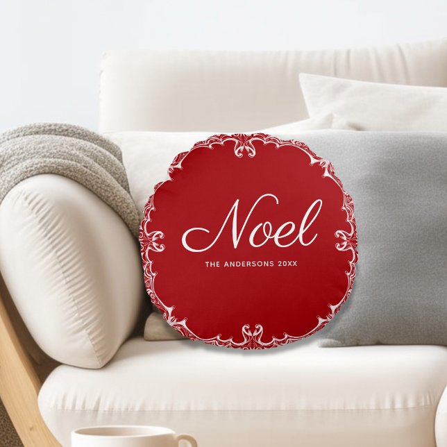 Elegant Red Noel-julrundan Dekorativ kudde (Skapare uppladdad)
