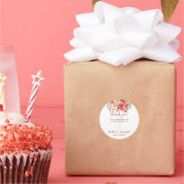 Elegant Red och Elfenbenskusten Ro Bröllop Runt Klistermärke