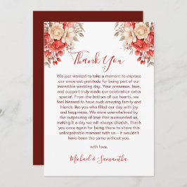 Elegant Red och Elfenbenskusten Ro Bröllop Tack Kort