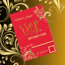 Elegant Red och Guld Anpassad design Bröllop