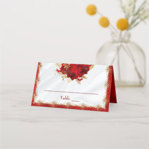 Elegant Red och Guld Bröllop Ro Placeringskort