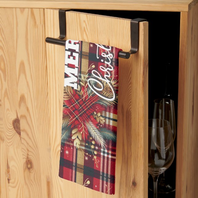 Elegant Red och Guld Festive Play Kökshandduk (Thirds Fold)