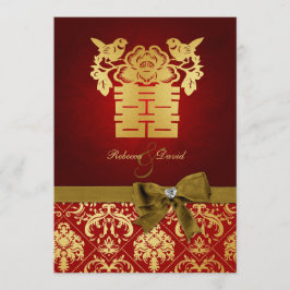 Elegant Red och Guld kinesisk Dubbla Happity Inbjudningar