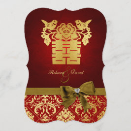 Elegant Red och Guld kinesisk Dubbla Happity Inbjudningar