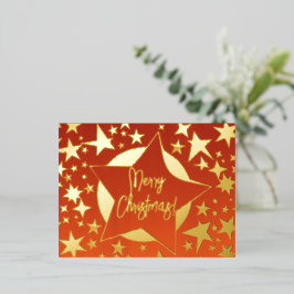 Elegant Red och Guld Script God jul Stars