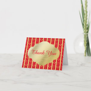 Elegant Red och Guld Valentinas Bröllop Tack Kort