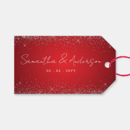 Elegant Red och lite Gnistra Themsen Bröllop Presentetikett