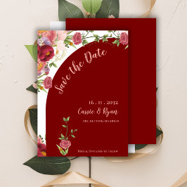 Elegant Red och Peach Blommigt Arch Spara datum