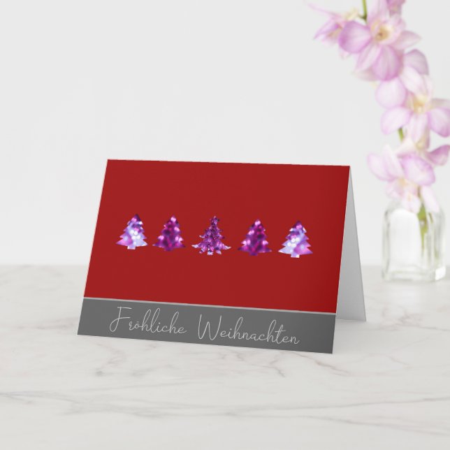 Elegant Red och rosa God jul träd Card Kort (Orkide)