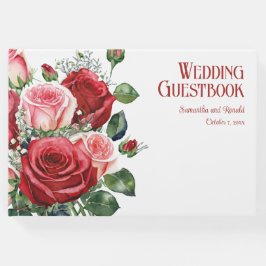 Elegant Red och Rosa ros Bröllop Gästböcker