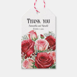 Elegant Red och Rosa ros Bröllop Presentetikett