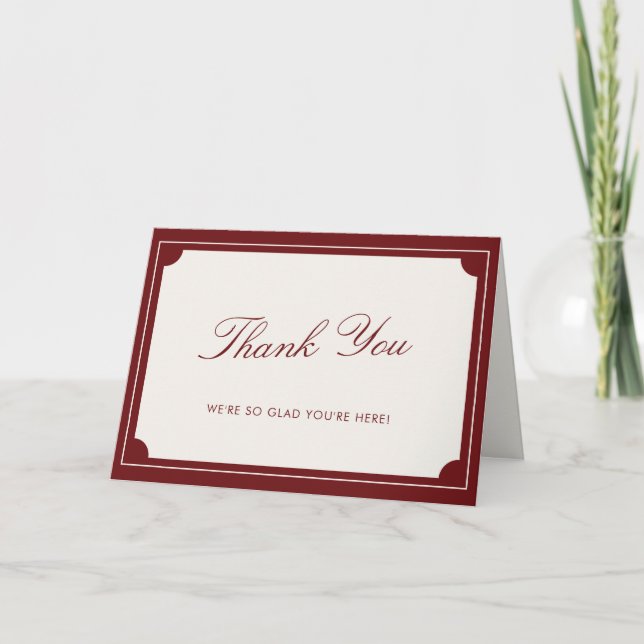 Elegant Red Old Money Wedding Thank You Card Tack Kort (Framsida)