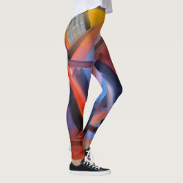 Elegant Red Orange Black Rosa Blue Abstraction Leggings