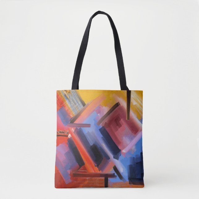 Elegant Red Orange Black Rosa Blue Abstrakt Art Tygkasse (Framsida)