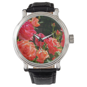 Elegant Red orange coral rosor ro Armbandsur