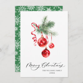 Elegant Red Ornament God jul Hälsning Julkort