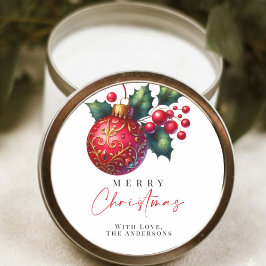 Elegant Red Ornament-jul Runt Klistermärke