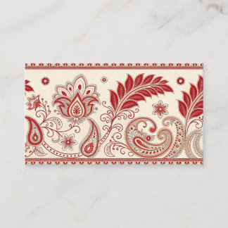 Elegant Red Paisley Blommönster - Traditional I Visitkort